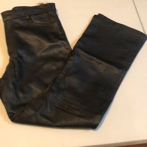 JOU JOU’S size 12 black lined leather pants straight boot leg 5 pocket NWT